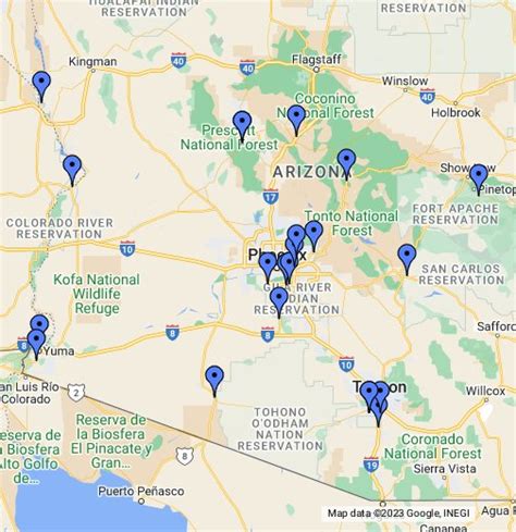 Arizona Casino Resorts Mapa