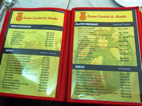 Casino Espanol Cebu Menu