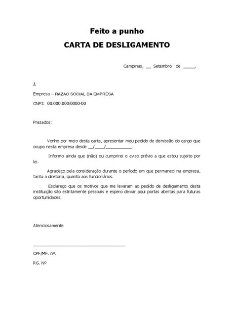 Exemplo De Carta De Demissao Para O Casino