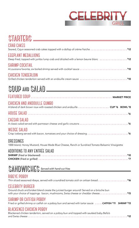 Hollywood Casino Curva 2 Menu