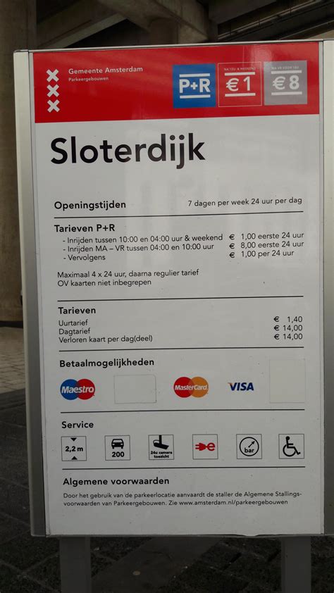 P+R Amsterdam Sloterdijk  Kosten