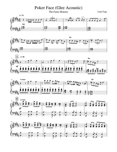 Partitura Para Piano De Poker Face Glee