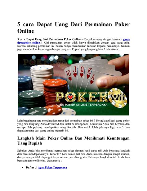 Permainan Poker Yang Bisa Menghasilkan Uang