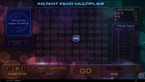 Play Instant Keno Multiplier Slot